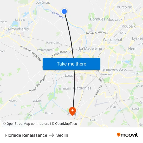 Floriade Renaissance to Seclin map