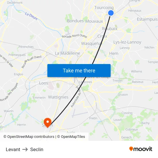Levant to Seclin map