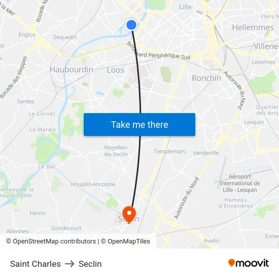 Saint Charles to Seclin map