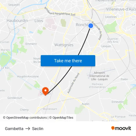 Gambetta to Seclin map