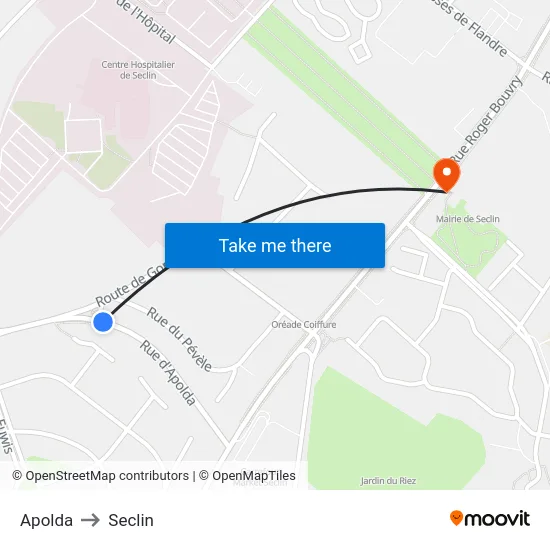 Apolda to Seclin map