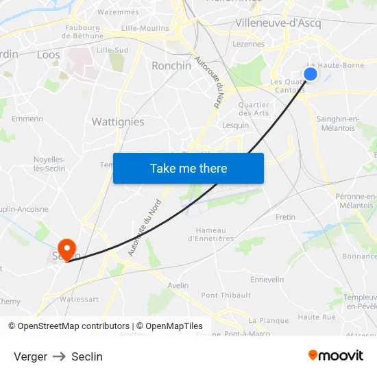 Verger to Seclin map