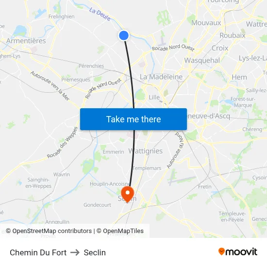 Chemin Du Fort to Seclin map
