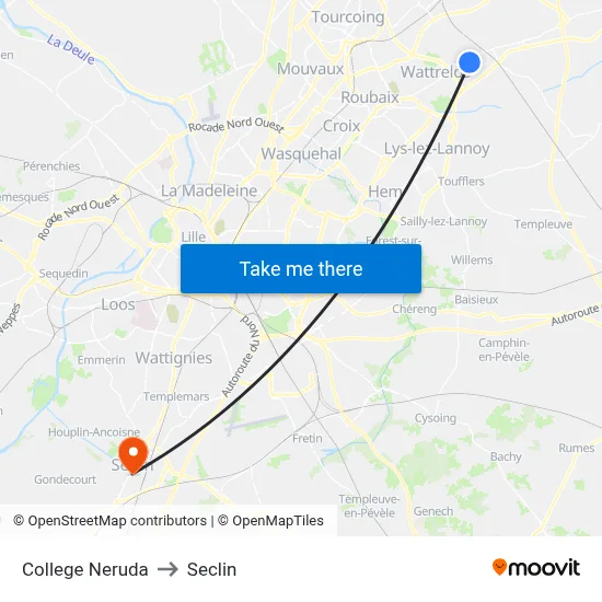 College Neruda to Seclin map