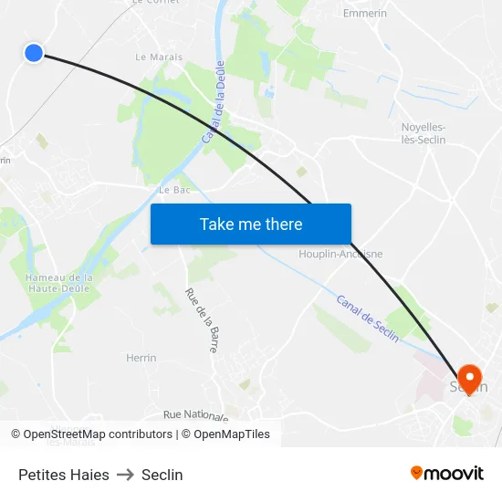 Petites Haies to Seclin map