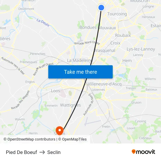 Pied De Boeuf to Seclin map