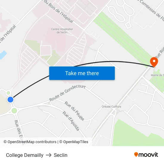 College Demailly to Seclin map