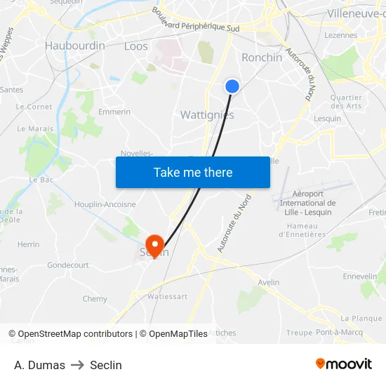 A. Dumas to Seclin map