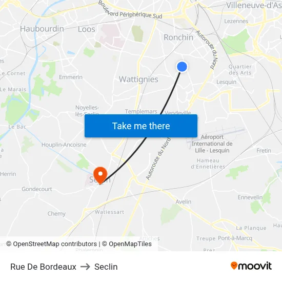 Rue De Bordeaux to Seclin map