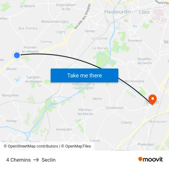 4 Chemins to Seclin map