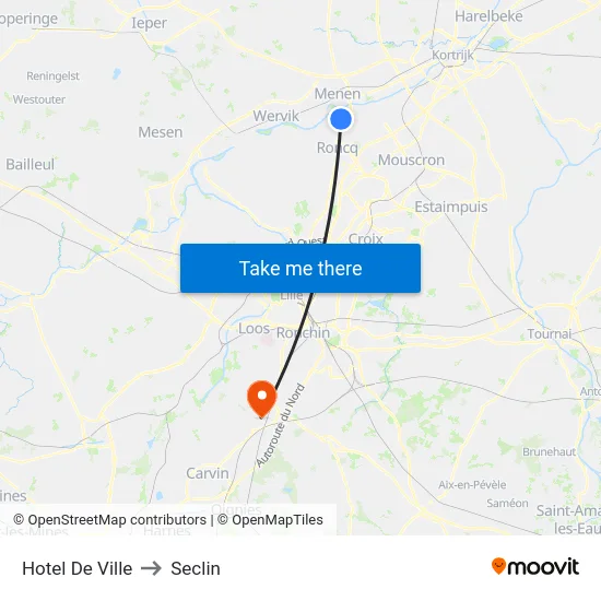 Hotel De Ville to Seclin map