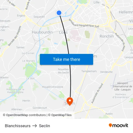 Blanchisseurs to Seclin map