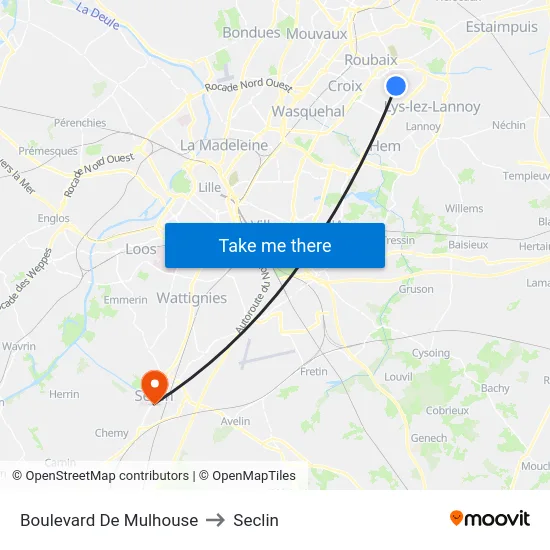 Boulevard De Mulhouse to Seclin map