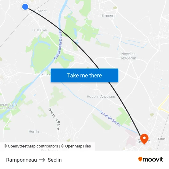 Ramponneau to Seclin map