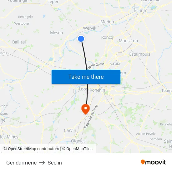 Gendarmerie to Seclin map