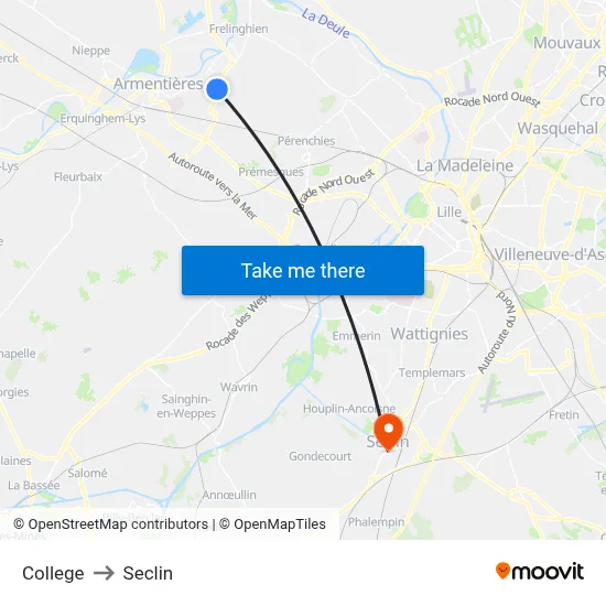 College to Seclin map