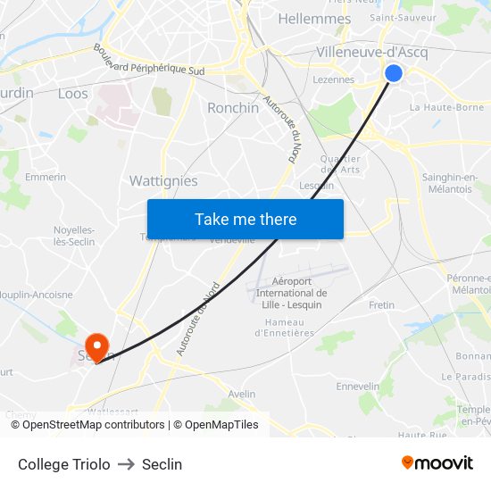 College Triolo to Seclin map