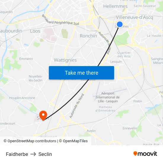 Faidherbe to Seclin map