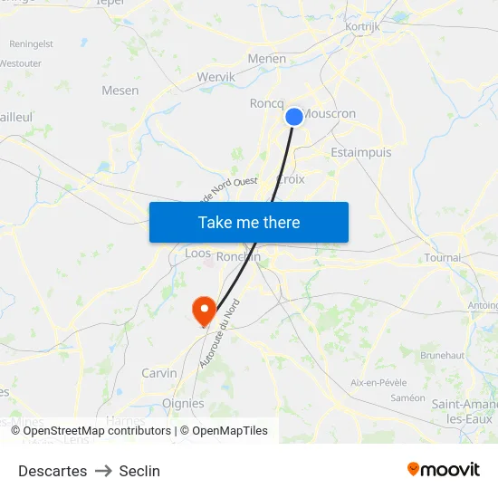 Descartes to Seclin map