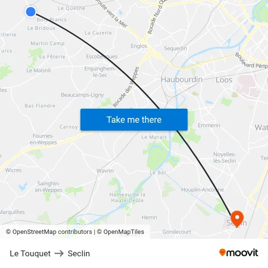 Le Touquet to Seclin map