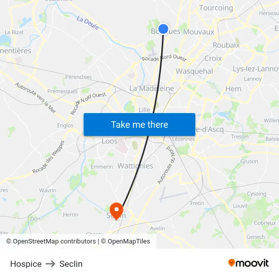 Hospice to Seclin map