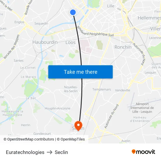 Euratechnologies to Seclin map