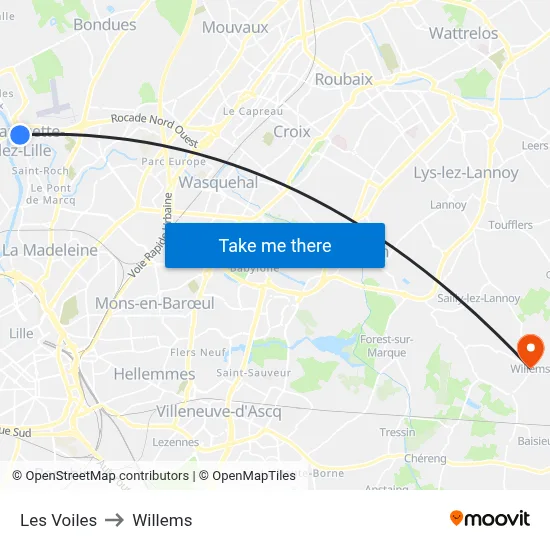 Les Voiles to Willems map