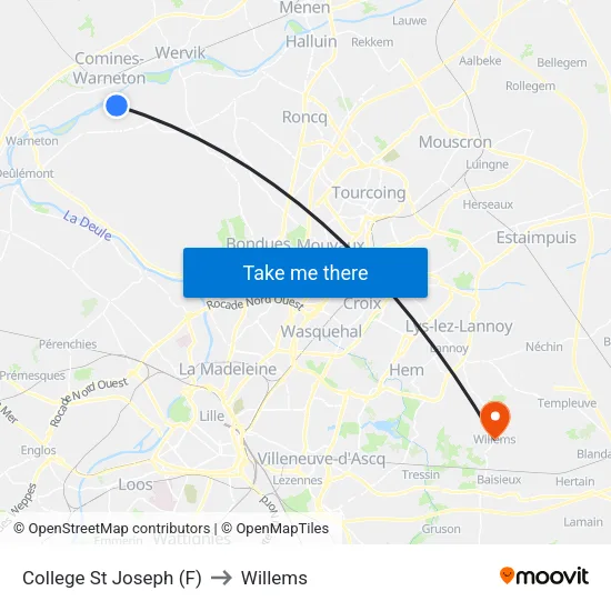 College St Joseph (F) to Willems map