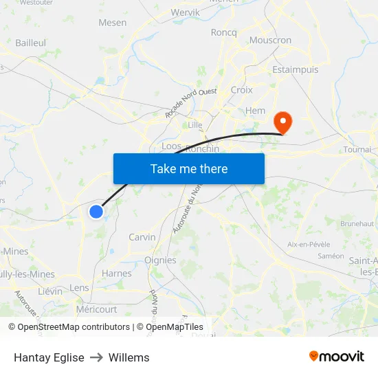 Hantay Eglise to Willems map