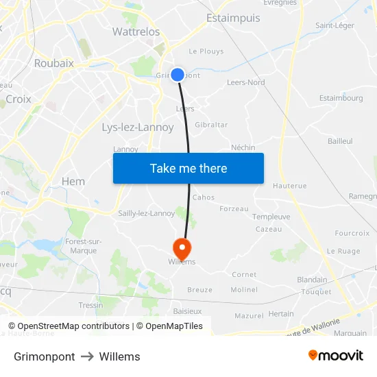 Grimonpont to Willems map
