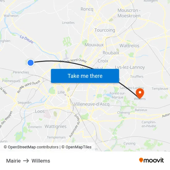 Mairie to Willems map