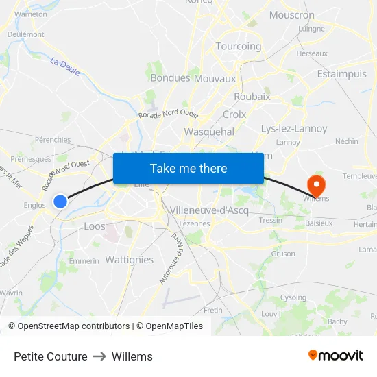 Petite Couture to Willems map