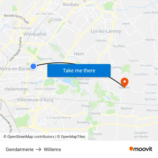 Gendarmerie to Willems map
