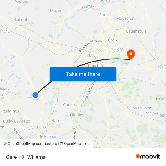 Gare to Willems map