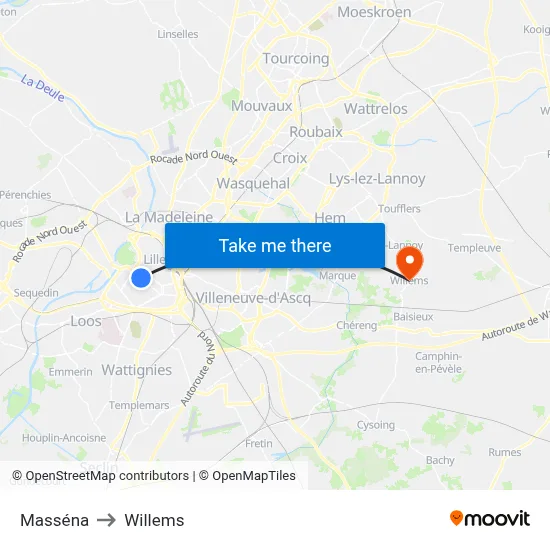 Masséna to Willems map