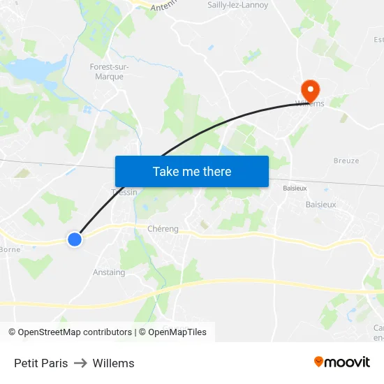 Petit Paris to Willems map