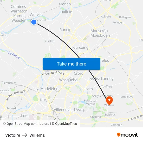 Victoire to Willems map