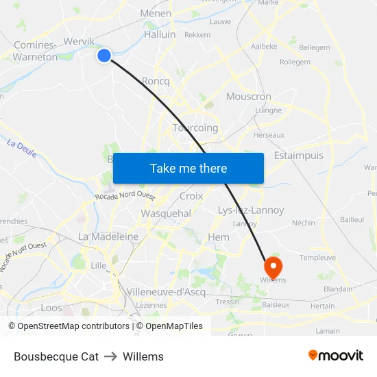 Bousbecque Cat to Willems map