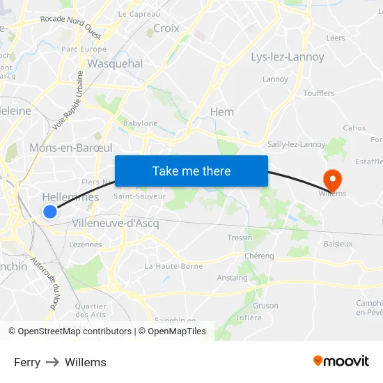 Ferry to Willems map