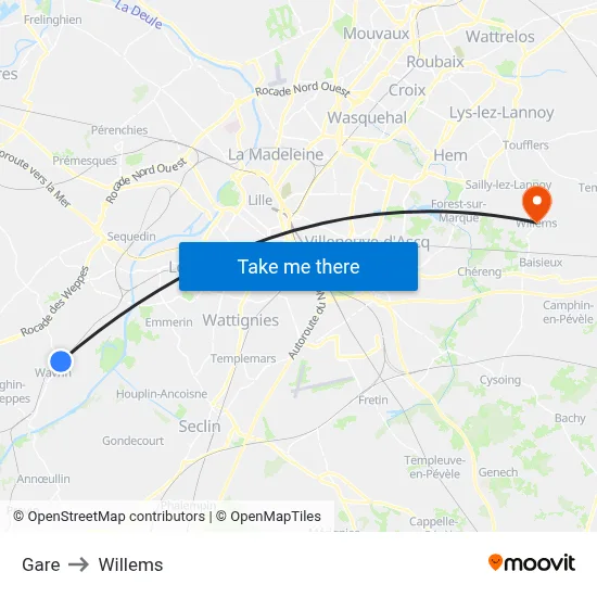 Gare to Willems map