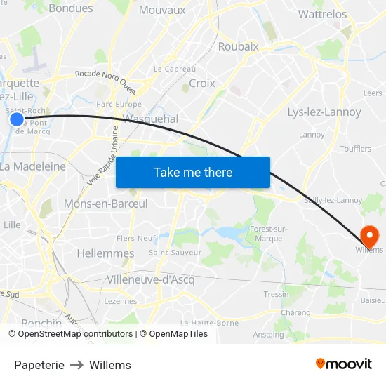 Papeterie to Willems map