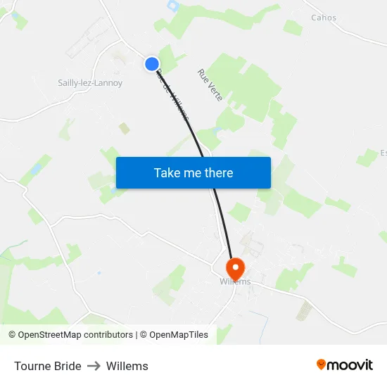 Tourne Bride to Willems map