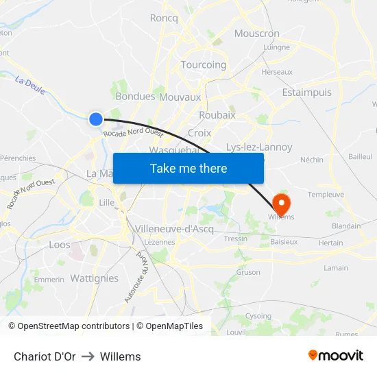 Chariot D'Or to Willems map