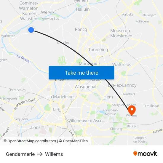 Gendarmerie to Willems map
