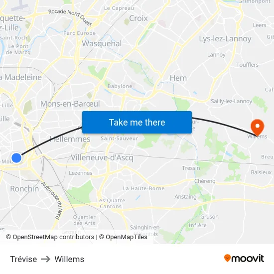 Trévise to Willems map