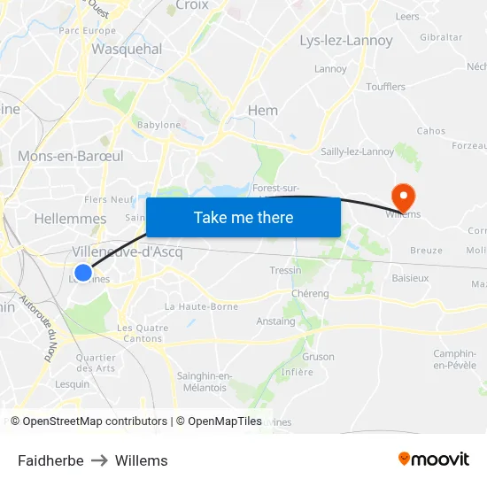 Faidherbe to Willems map
