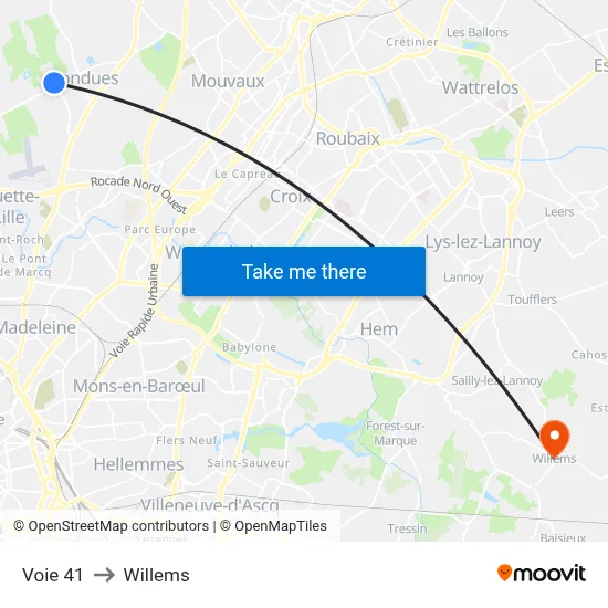Voie 41 to Willems map