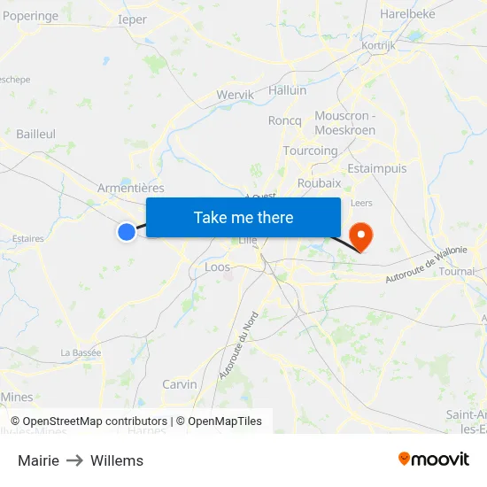 Mairie to Willems map