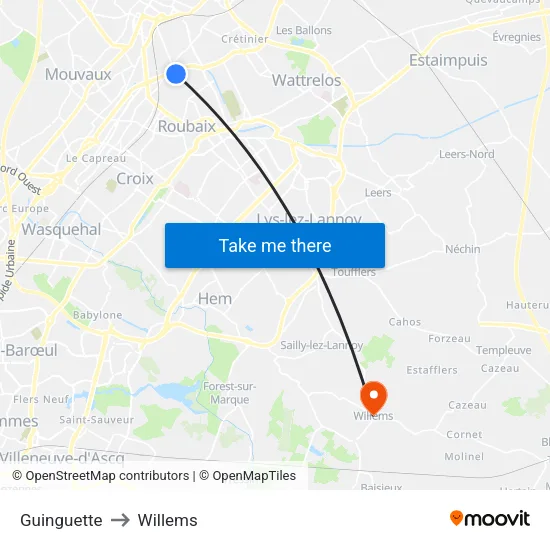 Guinguette to Willems map