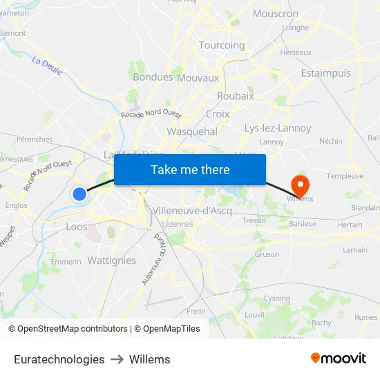 Euratechnologies to Willems map